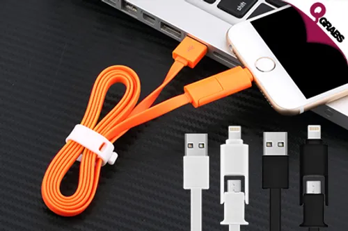 From QR25, Charge Away with Bendable Micro to USB Cables OR 2-in-1 USB Cables! (Up to QR138 Value)